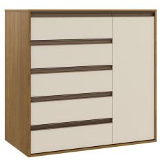 Cômoda 5 Gavetas 1 Porta Freijó
