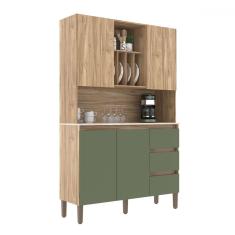 Armário de Cozinha 4 Portas 3 Gavetas Carvalho Oak/Arbo/ Petra - Decibal