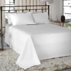 Jogo de Cama 300 FIOS, Liso, Lençol Percal 100% Algodão, 4 Peças - Bem Lunar (Branco, Casal)