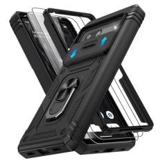 Capa para Google Pixel 7A com capa de câmera deslizante e protetor de tela *2, capa para Pixel 7A embutida em anel giratório de 360°, capa protetora de grau militar para capa de celular Google Pixel