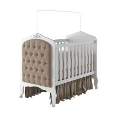 Berço Mini Cama 100% Mdf Com Capitone Harmonia Permobili Branco/Bege Branco