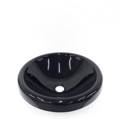 CUBA DE VIDRO CHAPEU 42CM PRETA