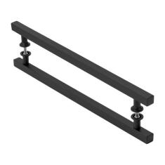 Puxador De Porta Quadrado Preto 30cm - MetalCromo