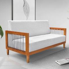 Sofá Namoradeira 2 Lugares Sala de Estar Pés Madeira Maciça Corda Náut