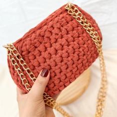 Bolsa Oval feminina de Crochê pequena com Alça Transversal - Antunes G