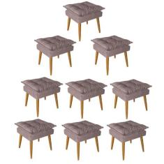 Kit 09 Puff Puf Banqueta Opala Para Quarto Sala Recepção Suede Marrom 