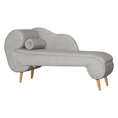 Recamier Decorativo Divã Melissa Lado Direito Linho Bege Pés Madeira M