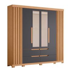 Guarda Roupa Casal Doble 4 Portas e 4 Gavetas com Espelho - Móveis Alb