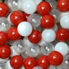 Kit 50 Bolinhas de Piscina 3 Cores C/ Branco Transparente - Diogo Toys