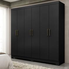 Guarda Roupa 6 Portas Com Pés Paris Espresso Móveis Preto