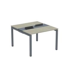 Mesa Plataforma Dupla Com Pé De Aço Para Coworking 110x120 Pdc11-12-2p Nogueira Casblanca-grafito