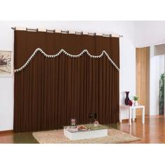 Cortina Maya 3,00m x 2,50m Tabaco Tecido Malha Gel com Bandô Para Sala