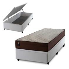 Conjunto Box Baú Atlanta Marrom 96x203x69 Espuma D45 - King House