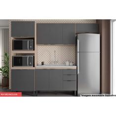 Cozinha Compacta Firenze 4 Peças (2 Aéreos + 1 Balcão + 1 Paneleiro) FMT004 Avena/Grafito - Demóbile
