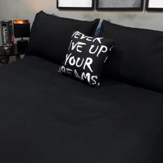 Lençol Com Elástico Solteiro King 4 Un Preto Almofada Decor