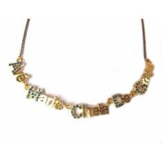 Colar Ave Maria Cheia De Graça Folheado Ouro 18K