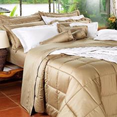 Kit Edredom Queen 03 Peças Percal 400 Fios Egípcios Cáqui