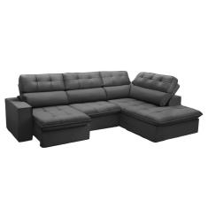 Sofá De Canto 4 Lugares Ret com Chaise Ferguile Bahamas Grafite