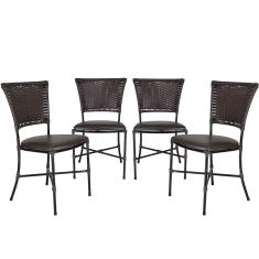 4 Cadeiras Gramado Tabaco Sala De Jantar Em Fibra Sintética