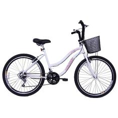 Bicicleta Feminina Aro 26 com 18 marchas Beach - Branca