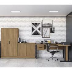 Conjunto Home Office 3 Peças com Escrivaninha, Armário Baixo e Armário Alto Kappesberg Itapuã
