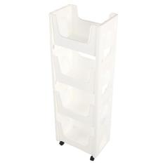 Prateleira de Armazenamento Móvel, Carrinho de Armazenamento Espesso de Plástico, Grande Capacidade, Rodízios Com Fechadura, Multifuncionais para Brinquedos (Branco)