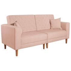 Sofá 03 Lugares Living Ponza Suede Cor Rosê