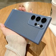 Capa respirável de dissipação de calor de malha para Samsung Galaxy S23 S22 S21 Note 10 Plus 20 Ultra S20 FE A73 A53 A52 A54 Capa rígida para PC, cinza, para Galaxy S23