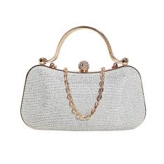 Bolsa tiracolo feminina pequena de couro PU bolsa de ombro com alça de corrente, Prata