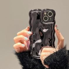 FABSPARK Capa para iPhone 13 Pro Max, padrão de bolha de meteorito 3D, galvanizada, moldura ondulada, brilhante, capa brilhante, TPU macio à prova de choque para iPhone 13 Pro Max de 6,7 polegadas