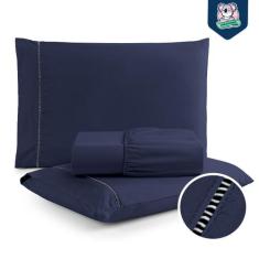 Jogo de Lençol Casal Percal Flex 3 Peças 400 Fios com Ponto Palito Sup