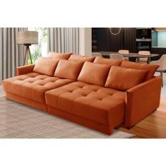 Sofá Retrátil e Reclinável 2,10m Mariah Veludo Terracota Madelina Deco