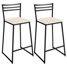 Conjunto de 2 Banquetas Alta Lisboa de Aço de Carbono - Acesse Móveis,
