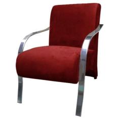 Poltrona Venus 1 Lugar Braço Aluminio - D Salla, Vermelha