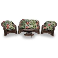 Conjunto de Sofá Fibra Sintética Melo - 1 Sofá 2 L + 2 Poltronas + 1 M