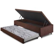 Bicama Box com Baú Solteiro 88x188 com Colchão Auxiliar Suede Marrom -