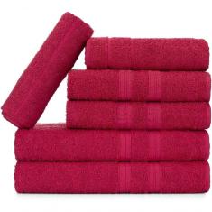 Jogo De Toalhas Gigante Itália Soft 2 Banhão + 2 Rosto + 2 Tapete Luxo 100% Algodão - Rosa