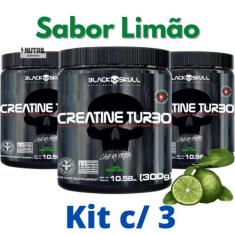 kit 3X Creatina Monohidratada Creatine Turbo Black Skull 300g - Energi