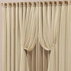 Cortina Monte Real 2,00M X 1,70M Tecido Blackout Voal Trabalhado Xadre