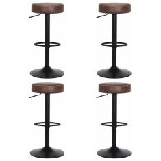 Kit 4 Banquetas Altas Com Encosto Baixo Estofado Para Cozinha Balcão Bancada Ilha Luxo Viena Marrom