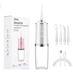 Irrigador Oral Premium Limpeza Profunda Jato D àgua Supersônico 5 Modos Limpador de Dentes Sem Fio Limpeza Profunda Dental e Gengiva Portátil Sem Fio Recarregável Tanque 300ml