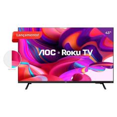 Smart TV LED 43" AOC 43S5135/78G Full HDcom Wi-Fi 1 USB 3 HDMI Controle Remoto com Atalhos Aplicativo Roku Miracast 60Hz