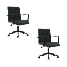 Kit 2 Cadeiras Escritório Diretor Giratória em Couro Palermo Preto