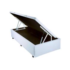 Base Box com Baú Branco de Cama Solteiro Resistente - FácilPedido