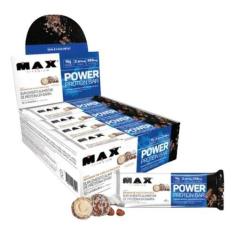 Power Protein Bar (Caixa c/ 8un de 90g) Max Titanium, Bombom de Avelã 