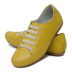 Tênis Feminino Mocatênis de Couro Amarelo número 33 até 42 - Beloti Ca