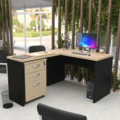 Escrivaninha Mesa Escritório em L com Gaveteiro com Chave 120cmx150cm 