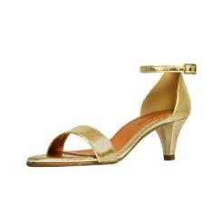 Sandália Salto Baixo Fino Luiza Sobreira Dourada-Feminino