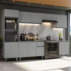 Armário de Cozinha Completa 320cm Cinza Nice Madesa 01