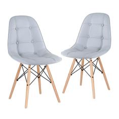 KIT - 2 x cadeiras estofadas Eames Eiffel Botonê - Madeira clara